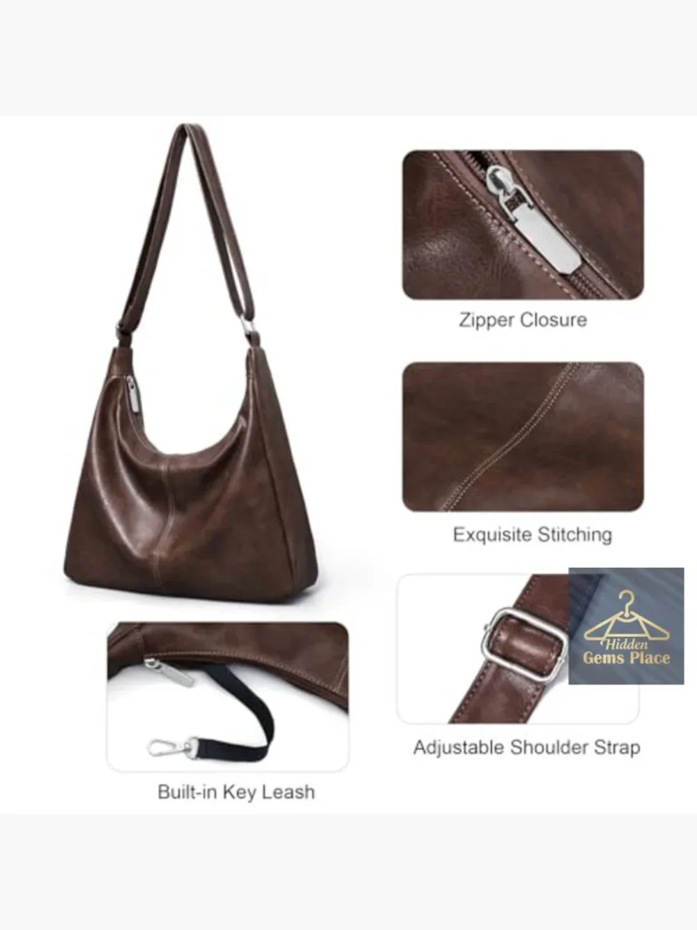 Slouchy Hobo Tote Crossbody Vegan Leather Shoulder Bag